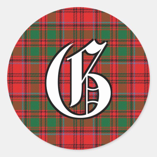 Classic Clan Grant Tartan Monogram Runder Aufkleber (Vorderseite)