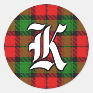 Classic Clan Kerr Tartan Monogram Runder Aufkleber
