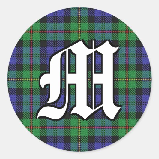 Classic Clan MacEwen Tartan Monogram Runder Aufkleber (Vorderseite)