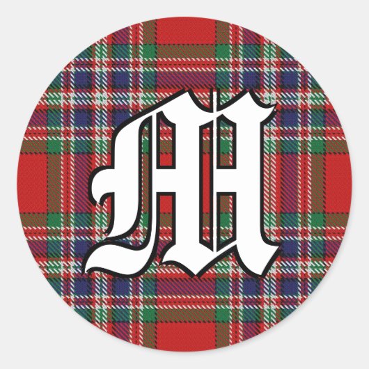 Classic Clan MacFarlane Tartan Monogram Runder Aufkleber (Vorderseite)
