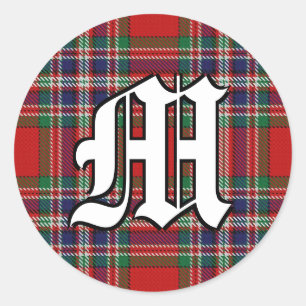Classic Clan MacFarlane Tartan Monogramm Runder Aufkleber