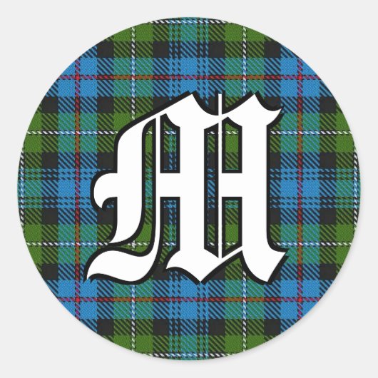 Classic Clan MacKenzie Tartan Monogram Runder Aufkleber (Vorderseite)