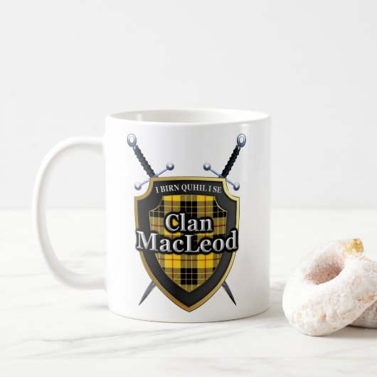 Classic Clan MacLeod II Schwerter und Tartan Shiel Kaffeetasse (Mit Donut)