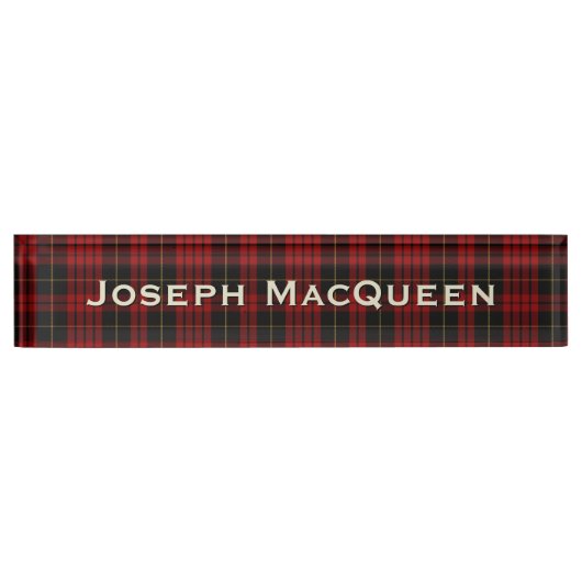 Classic Clan MacQueen Custom Desk Namplate Namensplakette (Vorderseite)