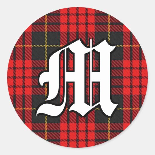 Classic Clan MacQueen Tartan Monogram Runder Aufkleber (Vorderseite)