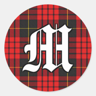 Classic Clan MacQueen Tartan Monogram Runder Aufkleber