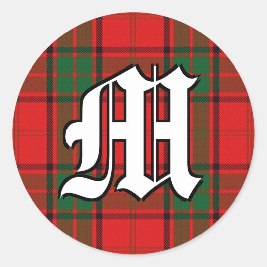 Classic Clan Maxwell Tartan Monogram Runder Aufkleber (Vorderseite)