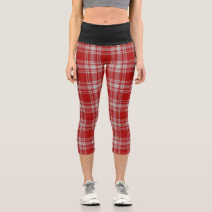 Classic Clan Menzies Dress Red White Tartan Karier Capri Leggings