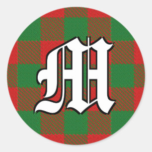 Classic Clan Moncreiffe Tartan Monogram Runder Aufkleber