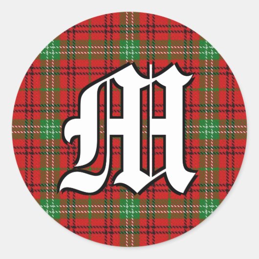 Classic Clan Morrison Tartan Monogram Runder Aufkleber (Vorderseite)
