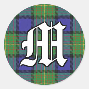 Classic Clan Muir Tartan Monogram Runder Aufkleber