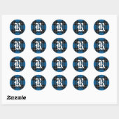 Classic Clan Ramsay Blue Tartan Monogram Runder Aufkleber (Blatt)