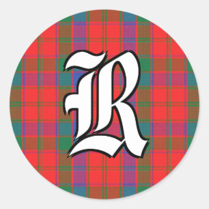 Classic Clan Robertson Tartan Monogram Runder Aufkleber