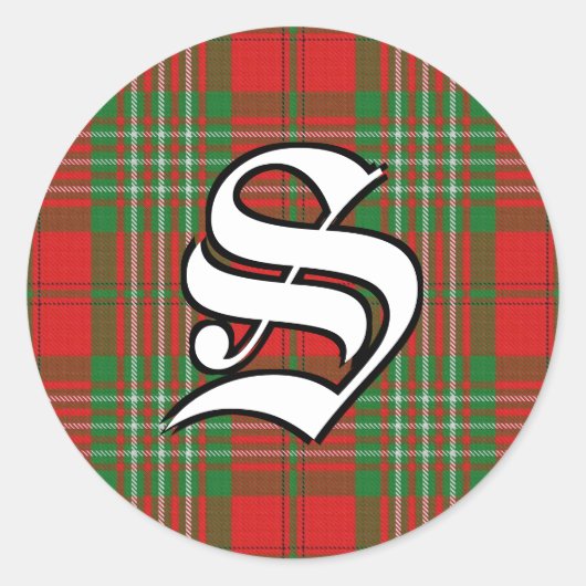 Classic Clan Scott Tartan Monogram Runder Aufkleber (Vorderseite)