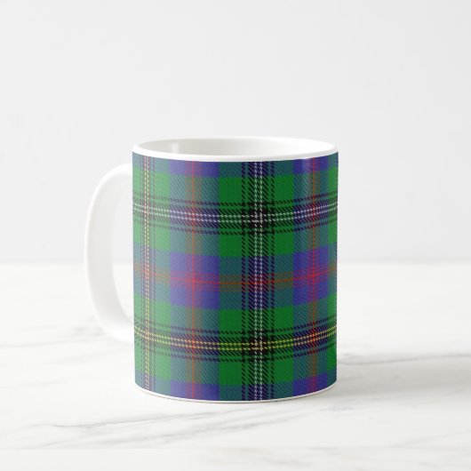 Classic Clan Wood Green und Blue Tartan Kariert Kaffeetasse (Vorderseite Links)