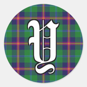 Classic Clan Young Tartan Monogram Runder Aufkleber