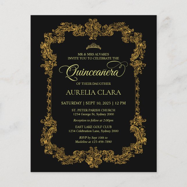 Classic Classic Black Gold Quinceanera (Vorderseite)