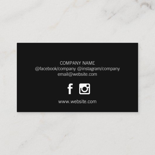 Classic Clean Beruflich (schwarz / weiß) Visitenkarte (Rückseite)