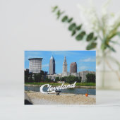 Classic Cleveland River Skyline Postkarte (Stehend Vorderseite)