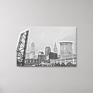 Classic Cleveland River View Skyline Leinwanddruck
