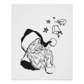 Classic Clipart Santa Claus Schwarz-weiß Retro Poster (Vorderseite)