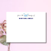 Classic Clouds Navy Blue Name Nursery Note Card Einladung