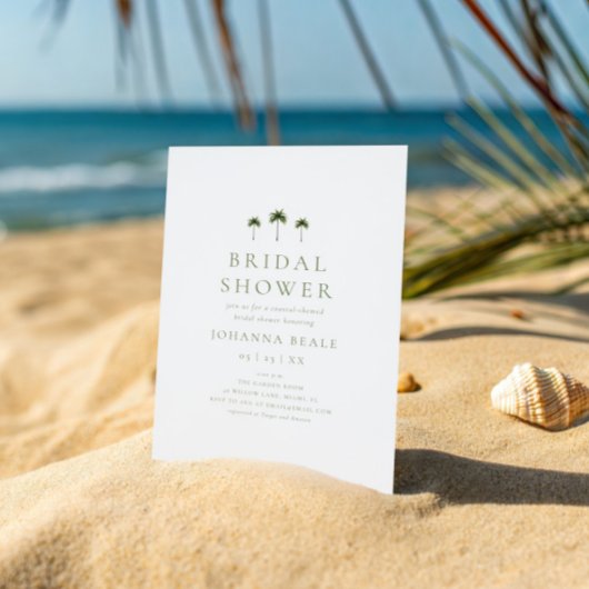 Classic Coastal Minimal Palm Tree Bridal Shower Einladung