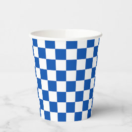 Classic cobalt blue checkerboard pappbecher