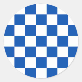 Classic cobalt blue checkerboard runder aufkleber