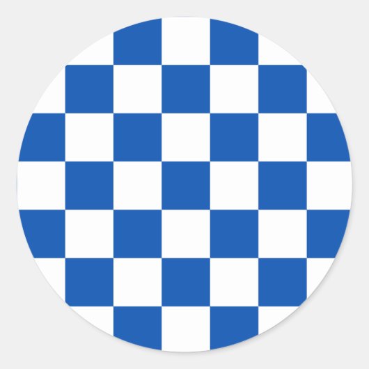 Classic cobalt blue checkerboard runder aufkleber (Vorderseite)