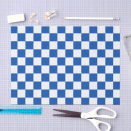 Classic cobalt blue checkerboard seidenpapier