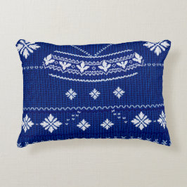 Classic Cobalt Blue & White Nordic Snowflake Knitt Dekokissen