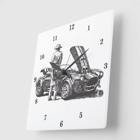 Classic Cobra Automobile Quadratische Wanduhr (Winkel)