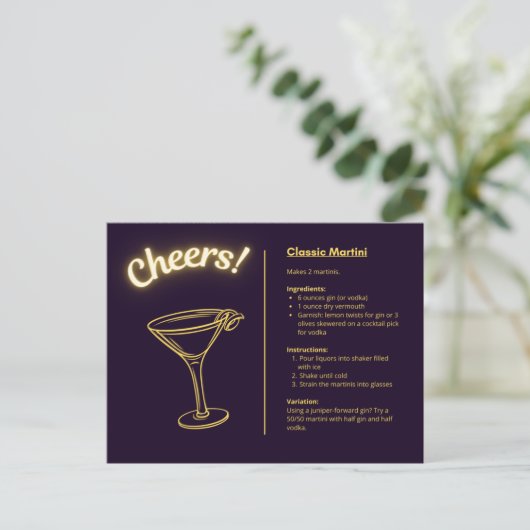 Classic Cocktail Postkarte - Martini (Stehend Vorderseite)