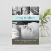 Classic Collage Baby Foto Geburtsankündigung Ankündigung (Stehend Vorderseite)