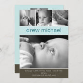 Classic Collage Baby Foto Geburtsankündigung Ankündigung (Vorne/Hinten)