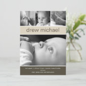 Classic Collage Baby Foto Geburtsankündigung Ankündigung (Stehend Vorderseite)