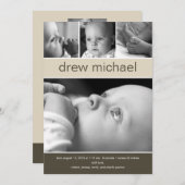 Classic Collage Baby Foto Geburtsankündigung Ankündigung (Vorne/Hinten)