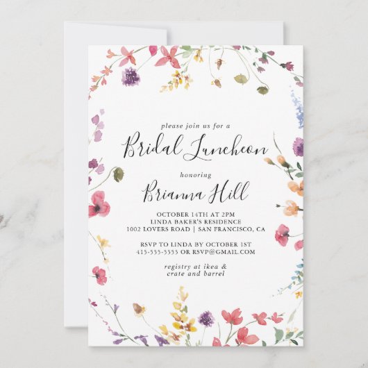 Classic Colorful Bridal Luncheon Brautparty Einladung (Vorderseite)