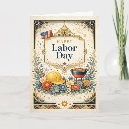 Classic Colorful Happy Labor Day Karte (Vorderseite)
