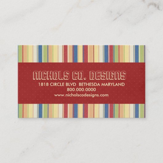 Classic Colorful Stripes Business Cards Visitenkarte (Vorderseite)