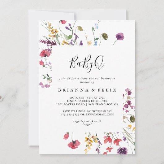 Classic Colorful Wild Baby Baby Duschgrill Einladung (Vorderseite)