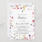 Classic Colorful Wild Floral Baptisse Einladung (Vorderseite)