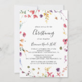 Classic Colorful Wild Floral Christening Einladung (Vorderseite)