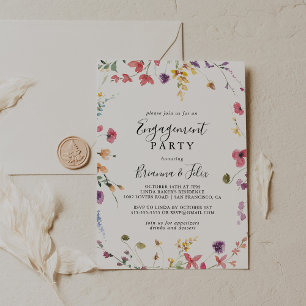 Classic Colorful Wild Floral Engagement Party Einladung