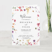 Classic Colorful Wild Floral Folded Wedding Programm (Vorderseite)