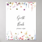 Classic Colorful Wild Floral Guest Book Sign Poster (Vorne)