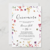Classic Colorful Wild Floral Quinceañera Einladung (Vorderseite)