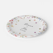 Classic Colorful Wild Floral Wedding Cake Pappteller (Schrägansicht)