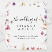 Classic Colorful Wild Floral Wedding Weinetikett (Einzelnes Label)
